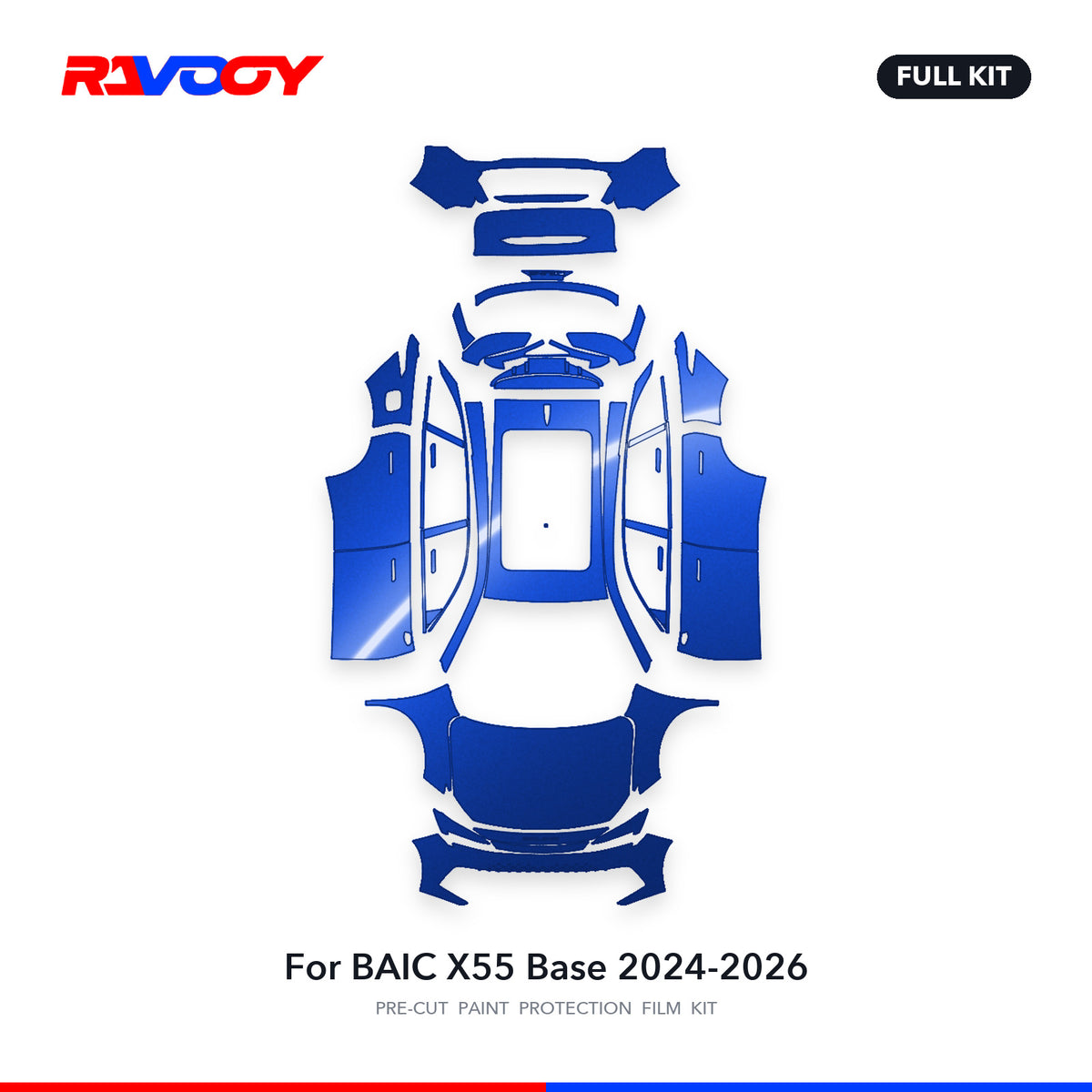 Full vehicle PPF pattern for 2024-2026 BAIC X55 Base