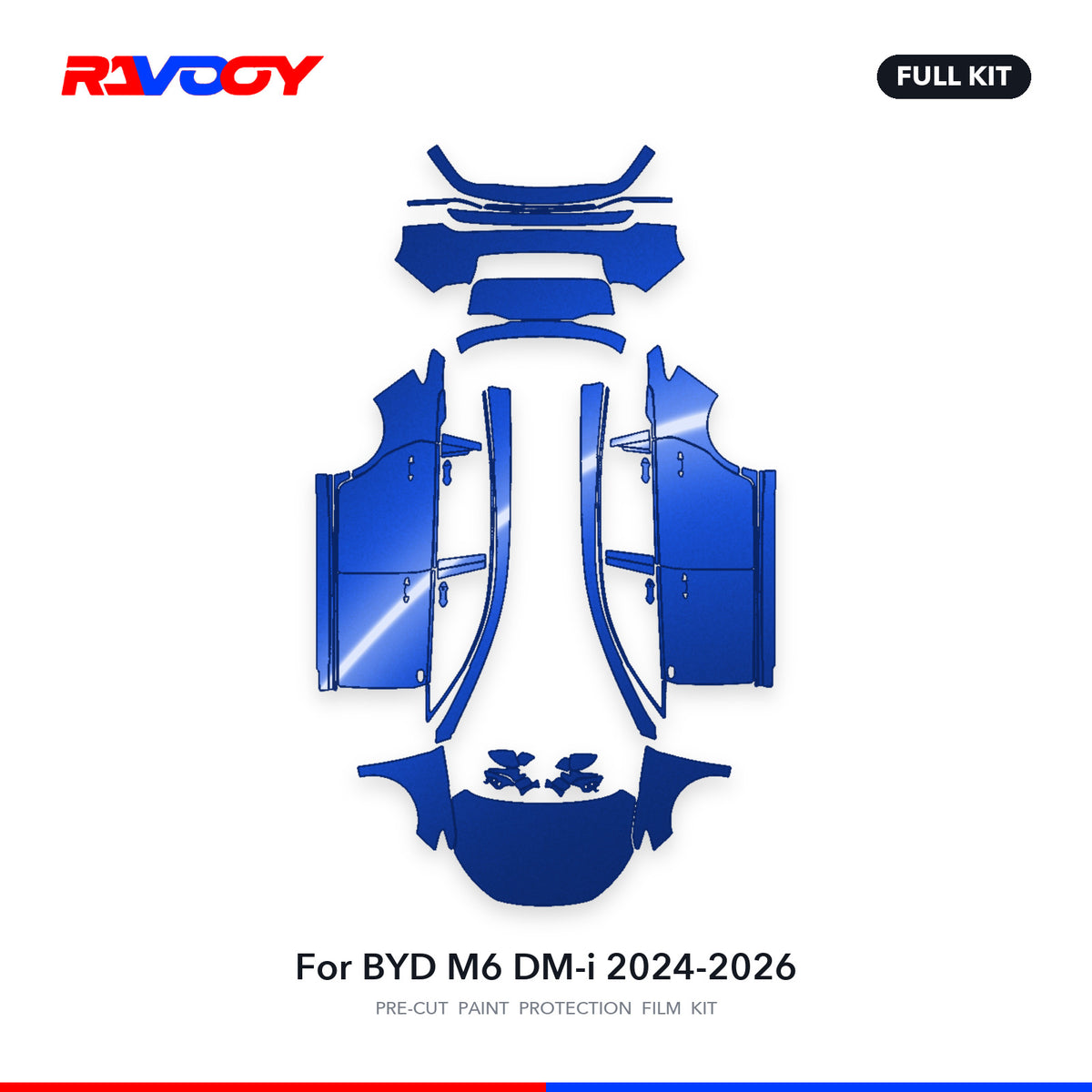 Full vehicle PPF pattern for 2024-2026 BYD M6 DM-i
