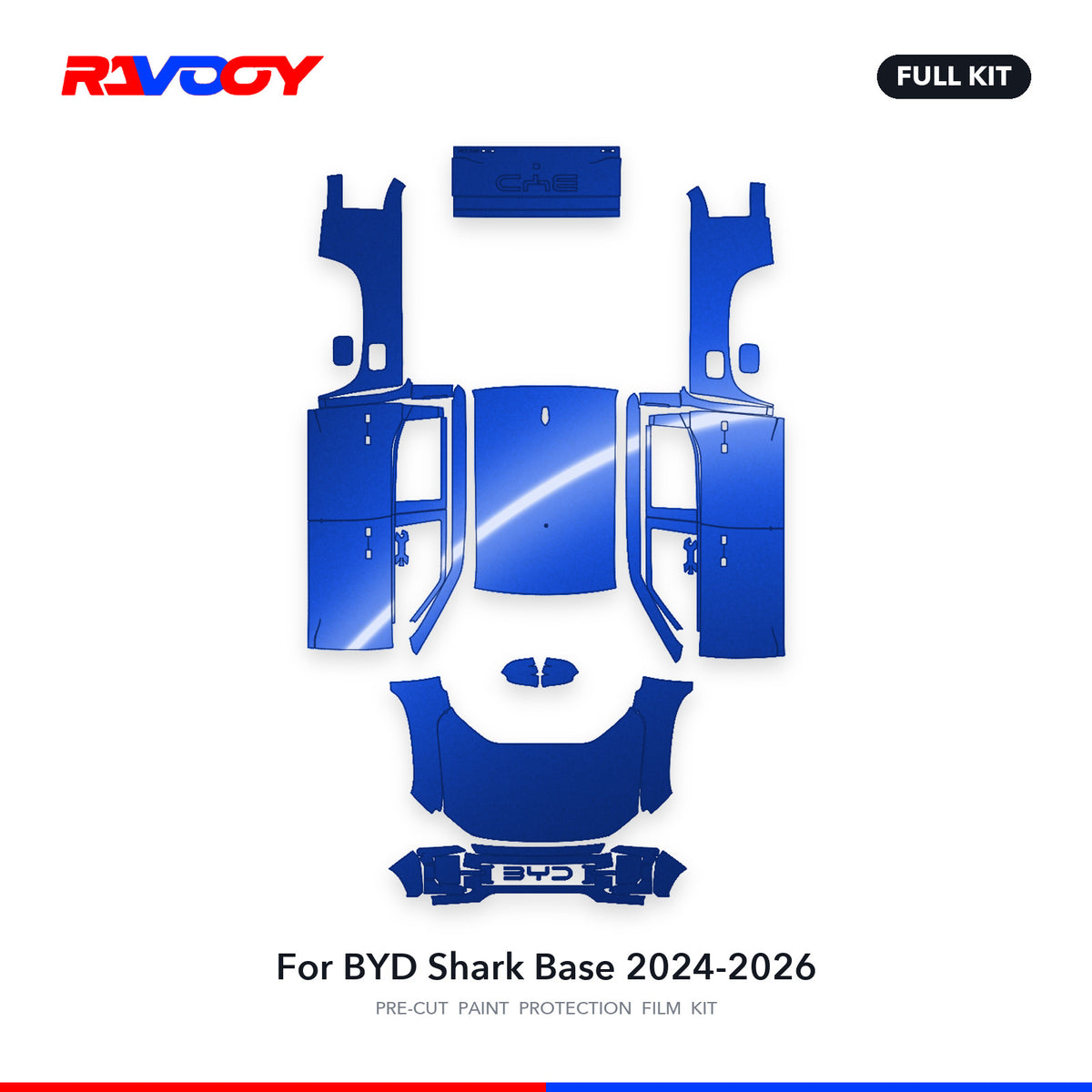 Full vehicle PPF pattern for 2024-2026 BYD Shark Base