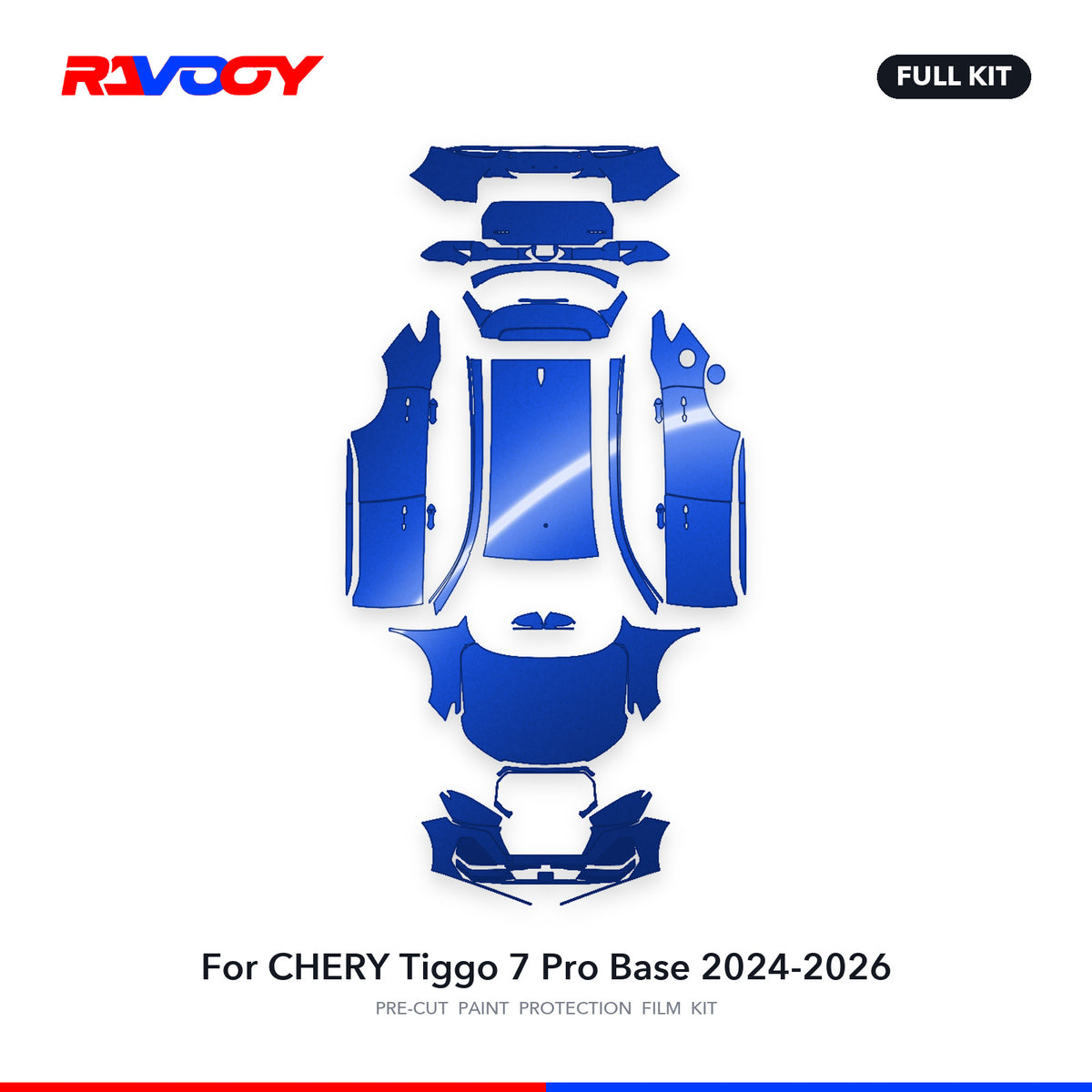 Full vehicle PPF pattern for 2024-2026 CHERY Tiggo 7 Pro Base
