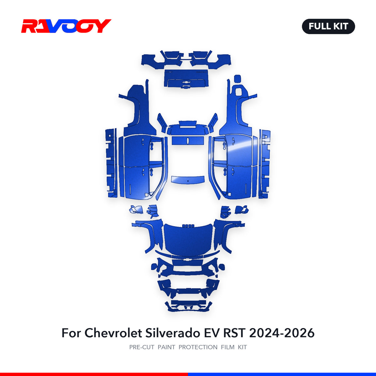 Full vehicle PPF pattern for 2024-2026 Chevrolet Silverado EV RST