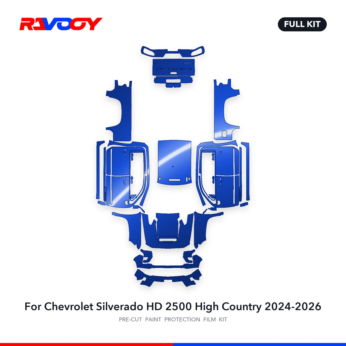 Full vehicle PPF pattern for 2024-2026 Chevrolet Silverado HD 2500 High Country