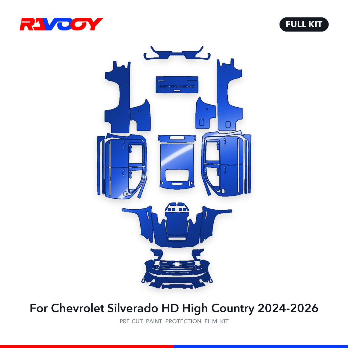Full vehicle PPF pattern for 2024-2026 Chevrolet Silverado HD High Country