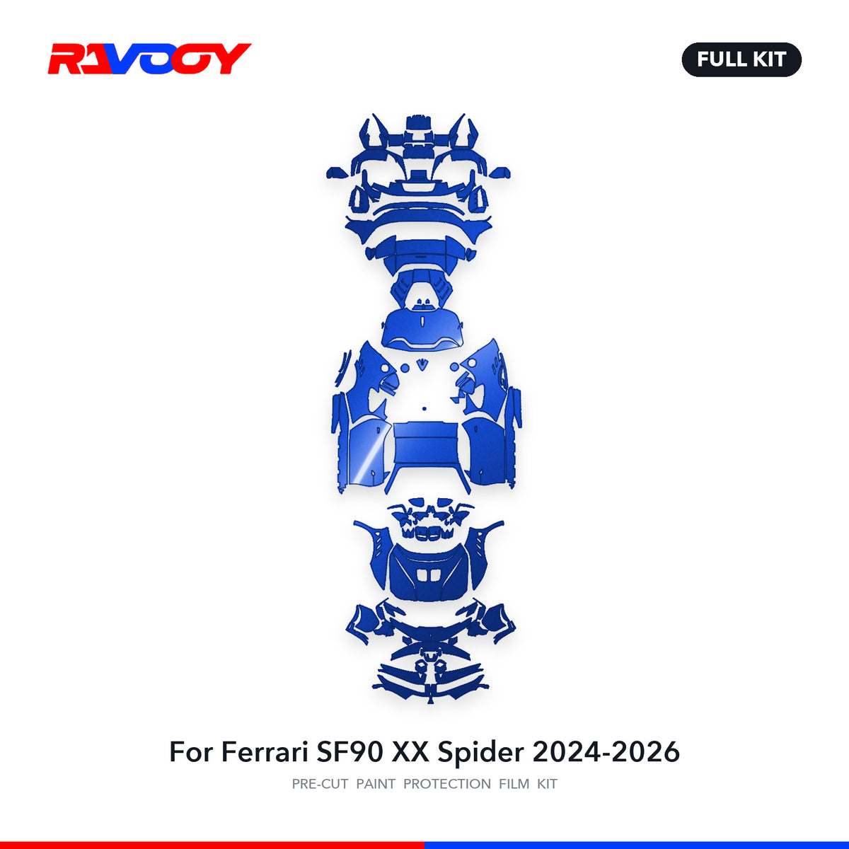 Full vehicle PPF pattern for 2024-2026 Ferrari SF90 XX Spider