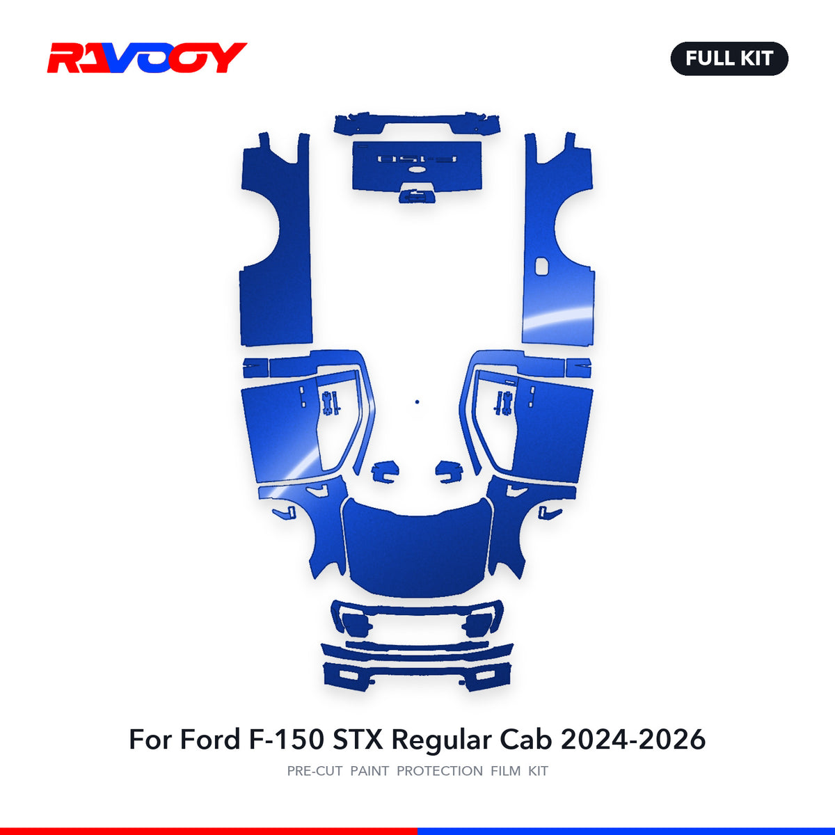 Full vehicle PPF pattern for 2024-2026 Ford F-150 STX Regular Cab