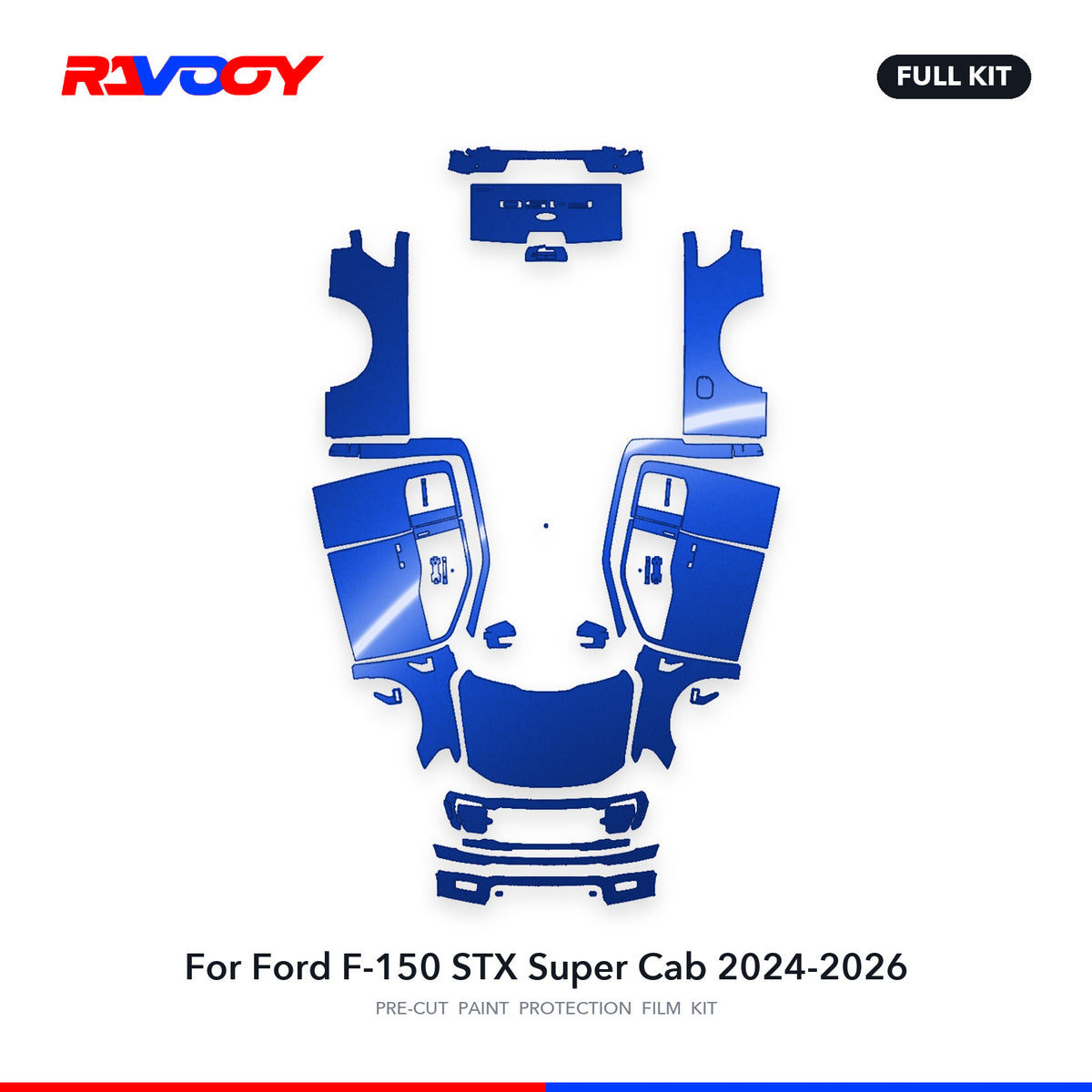 Full vehicle PPF pattern for 2024-2026 Ford F-150 STX Super Cab