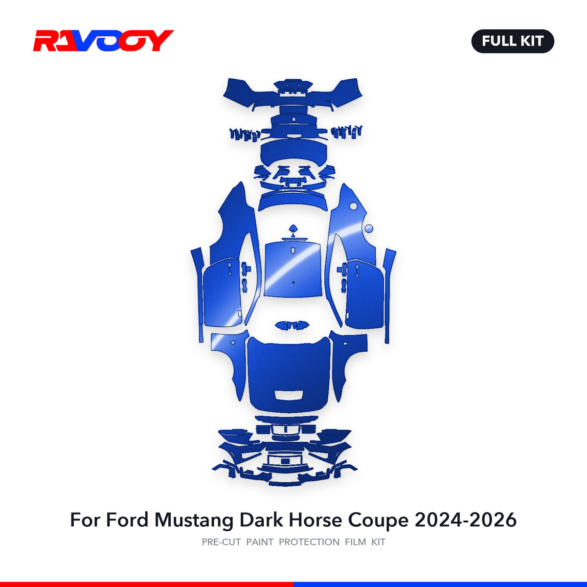 Full vehicle PPF pattern for 2024-2026 Ford Mustang Dark Horse Coupe