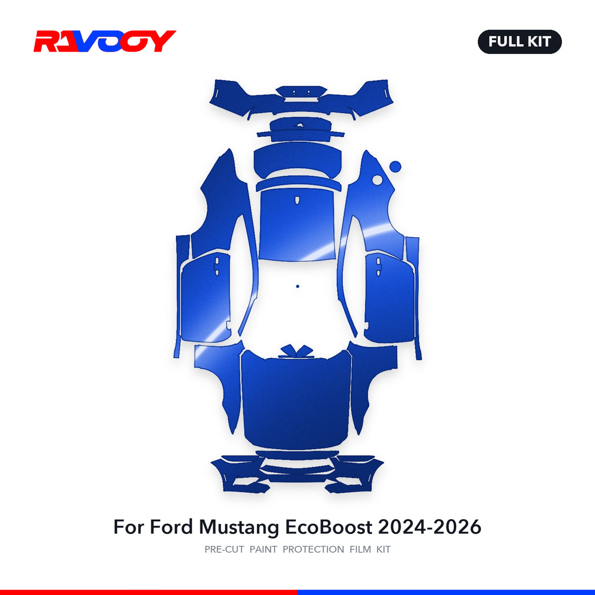 Full vehicle PPF pattern for 2024-2026 Ford Mustang EcoBoost