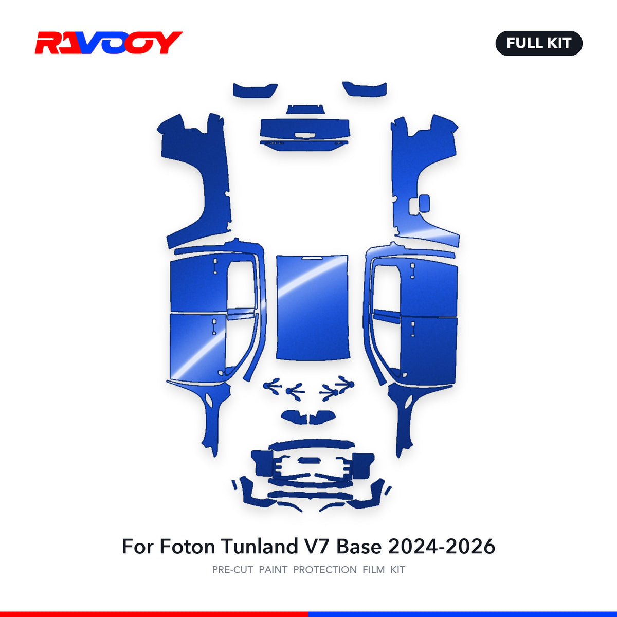 Full vehicle PPF pattern for 2024-2026 Foton Tunland V7 Base
