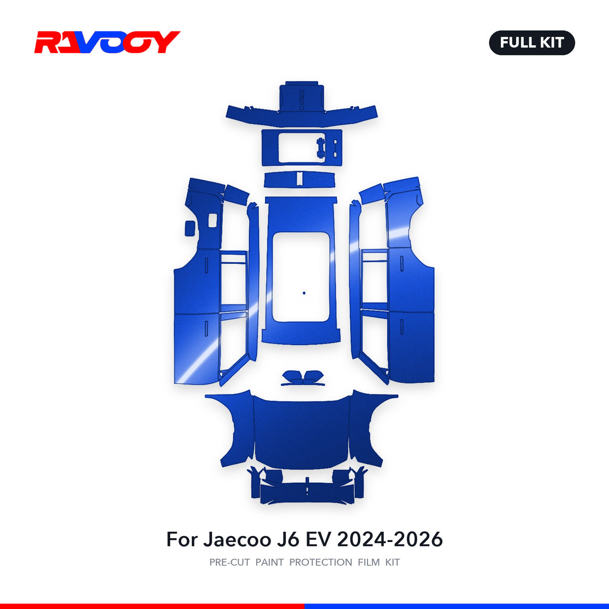Full vehicle PPF pattern for 2024-2026 Jaecoo J6 EV