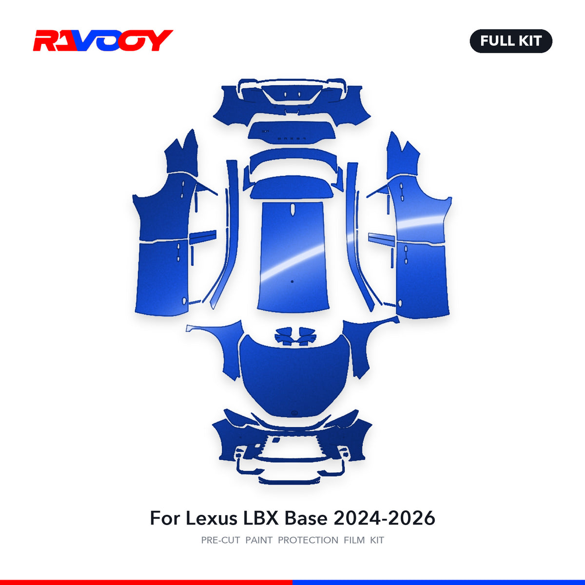 Full vehicle PPF pattern for 2024-2026 Lexus LBX Base