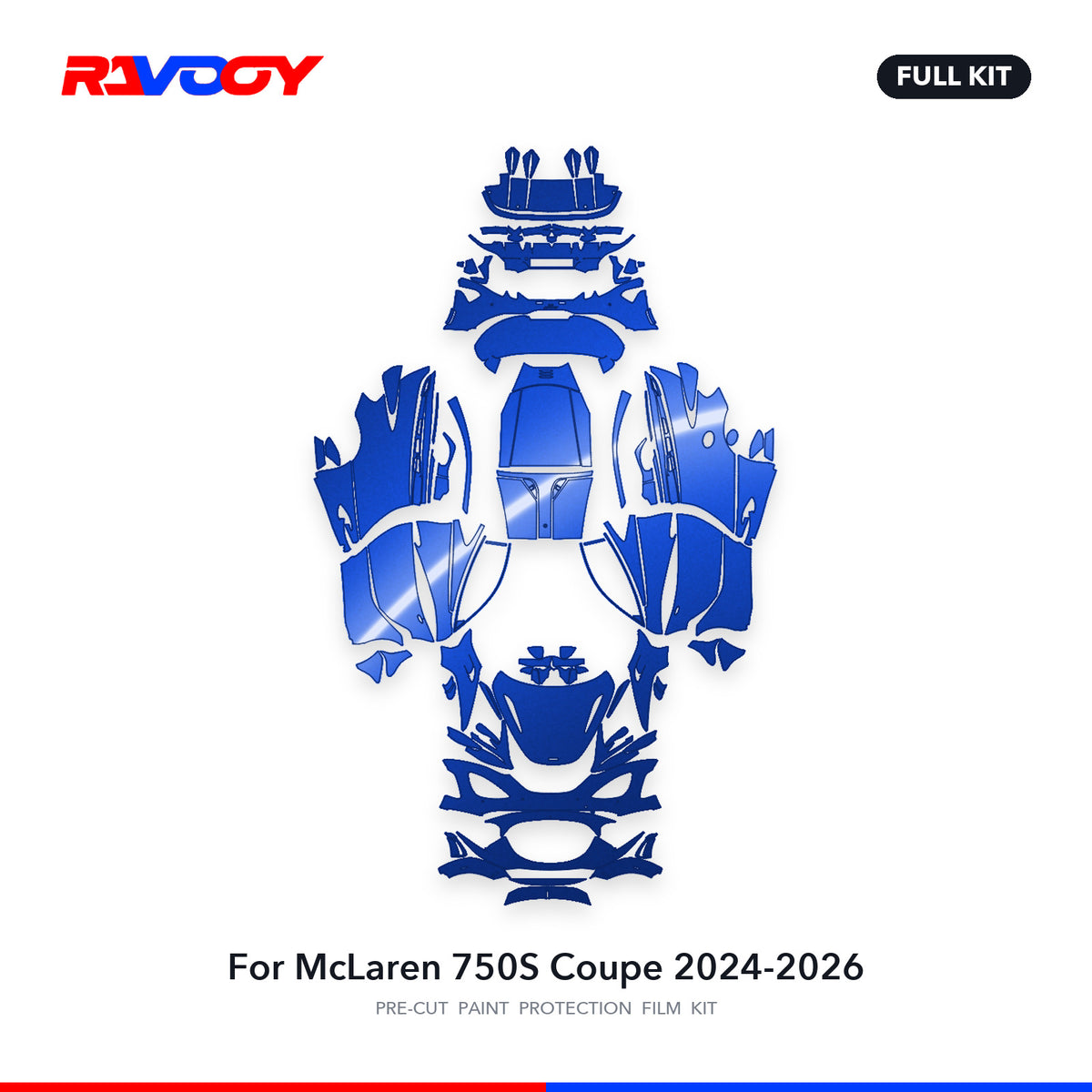 Full vehicle PPF pattern for 2024-2026 McLaren 750S Coupe