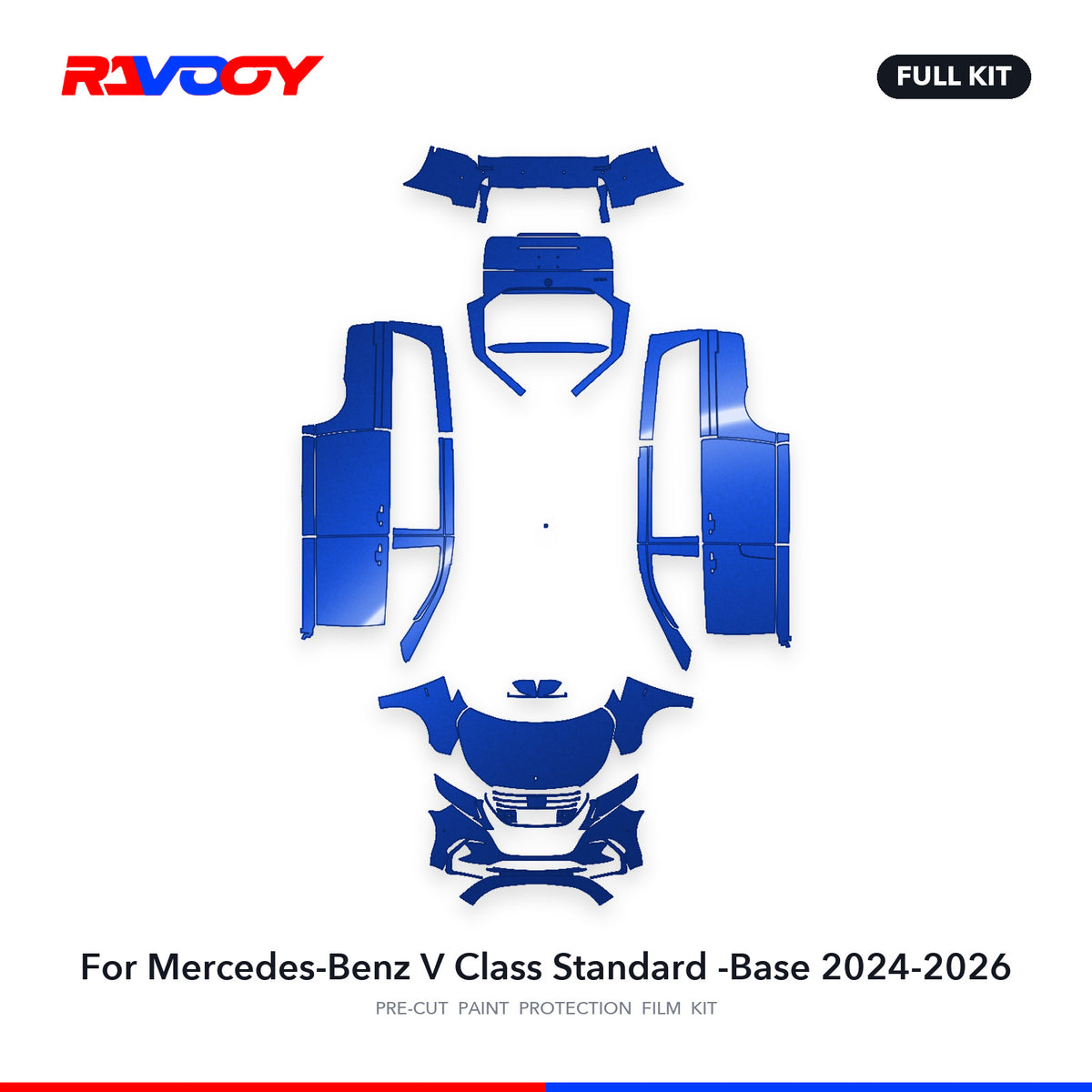 Full vehicle PPF pattern for 2024-2026 Mercedes-Benz V Class Standard -Base