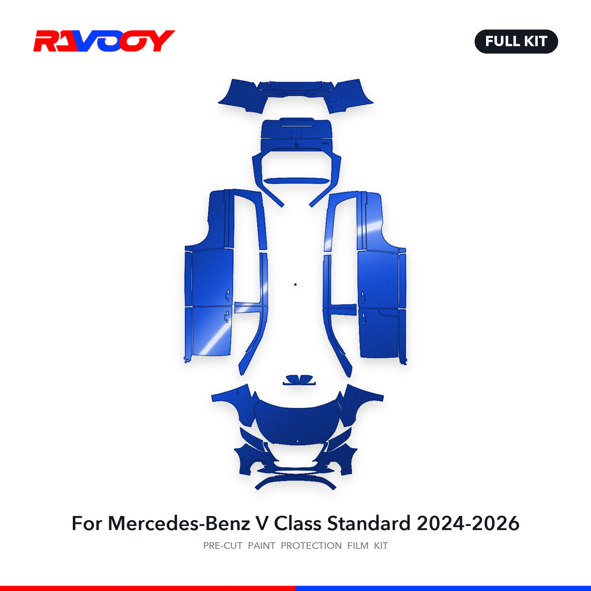 Full vehicle PPF pattern for 2024-2026 Mercedes-Benz V Class Standard