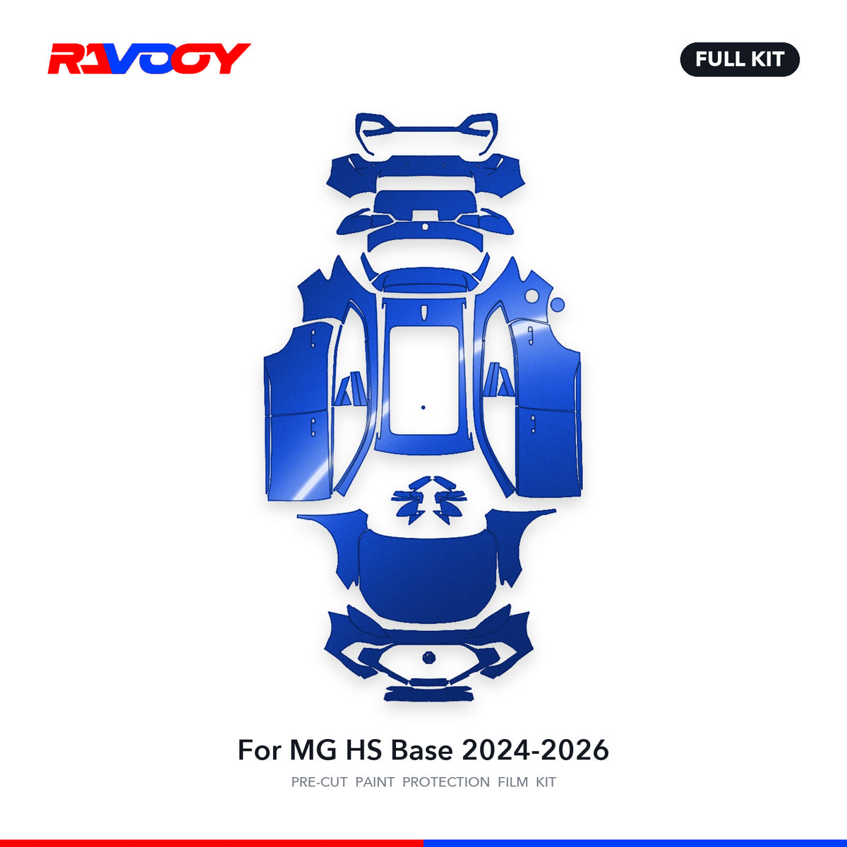 Full vehicle PPF pattern for 2024-2026 MG HS Base