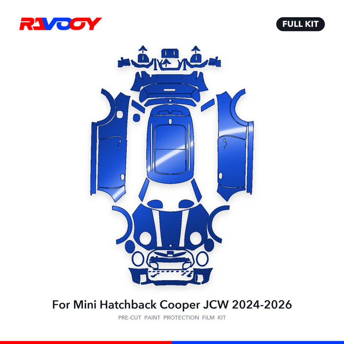 Full vehicle PPF pattern for 2024-2026 Mini Hatchback Cooper JCW