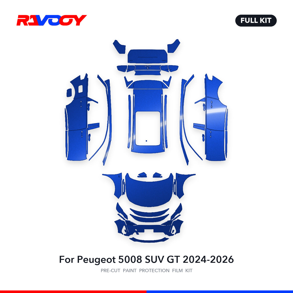 Full vehicle PPF pattern for 2024-2026 Peugeot 5008 SUV GT
