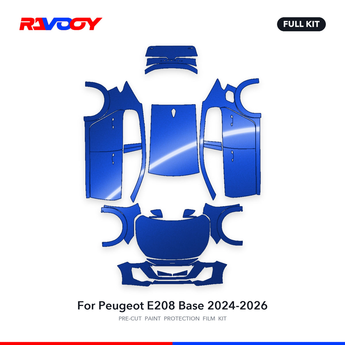 Full vehicle PPF pattern for 2024-2026 Peugeot E208 Base