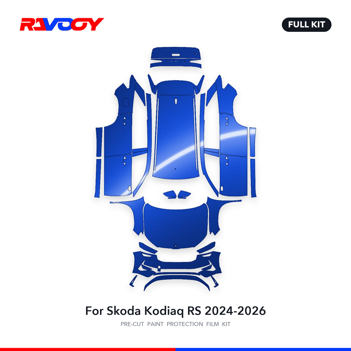 Full vehicle PPF pattern for 2024-2026 Skoda Kodiaq RS