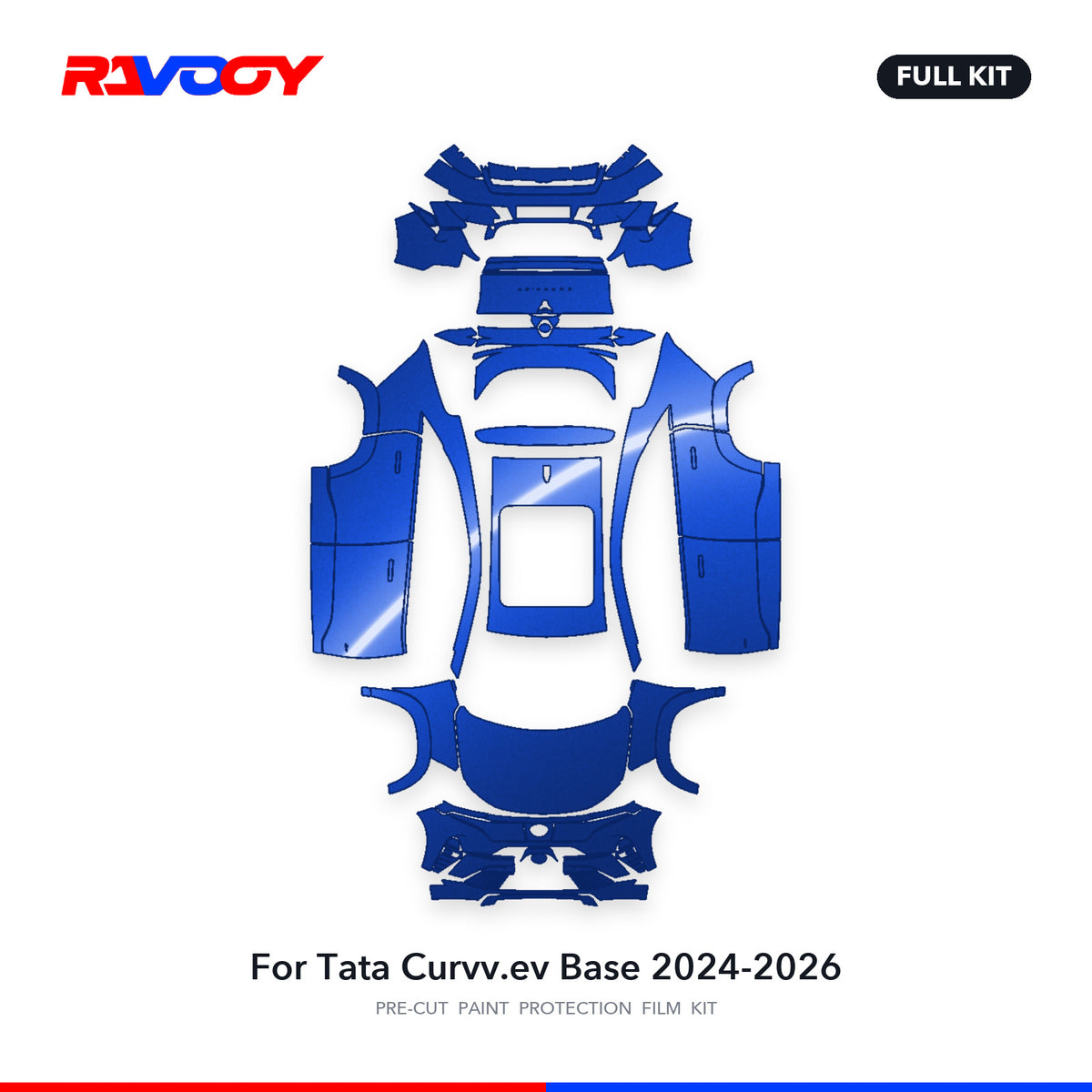 Full vehicle PPF pattern for 2024-2026 Tata Curvv.ev Base