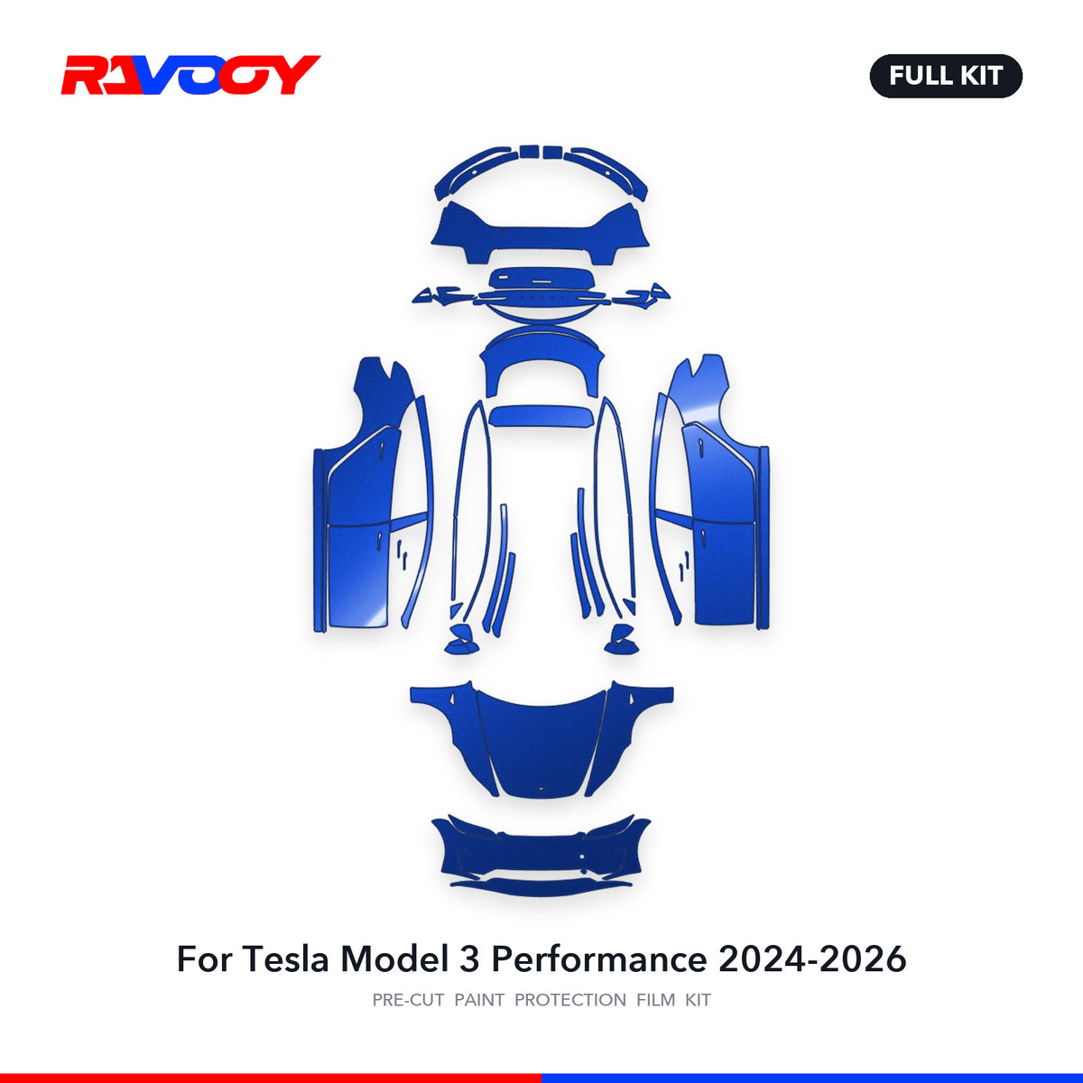 Full vehicle PPF pattern for 2024-2026 Tesla Model 3 Performance