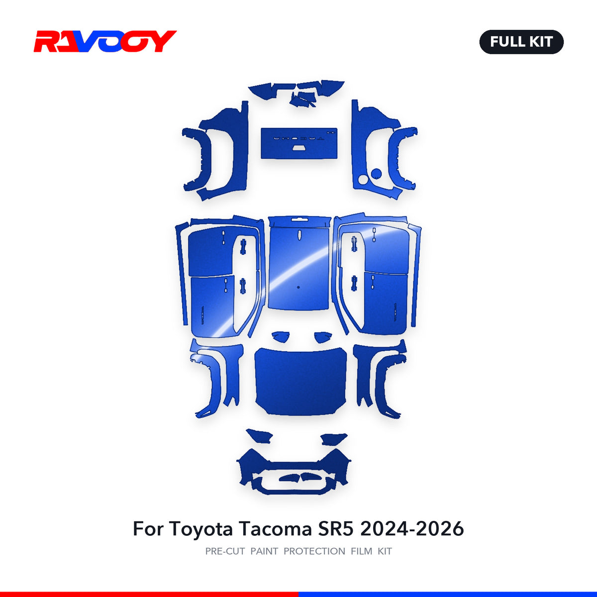Full vehicle PPF pattern for 2024-2026 Toyota Tacoma SR5