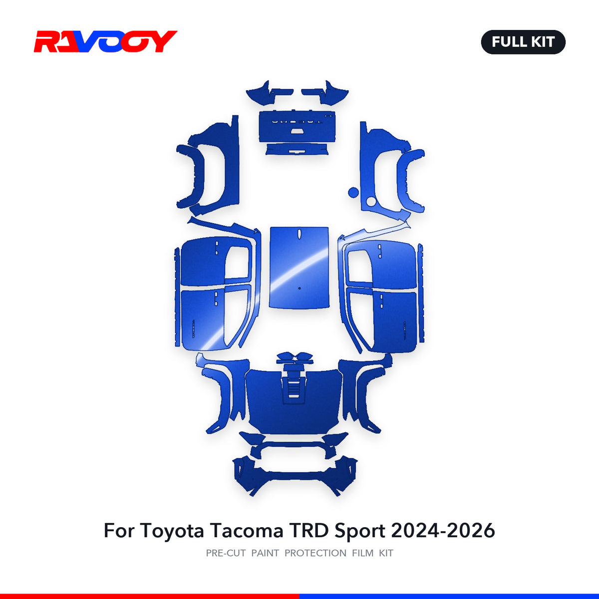 Full vehicle PPF pattern for 2024-2026 Toyota Tacoma TRD Sport