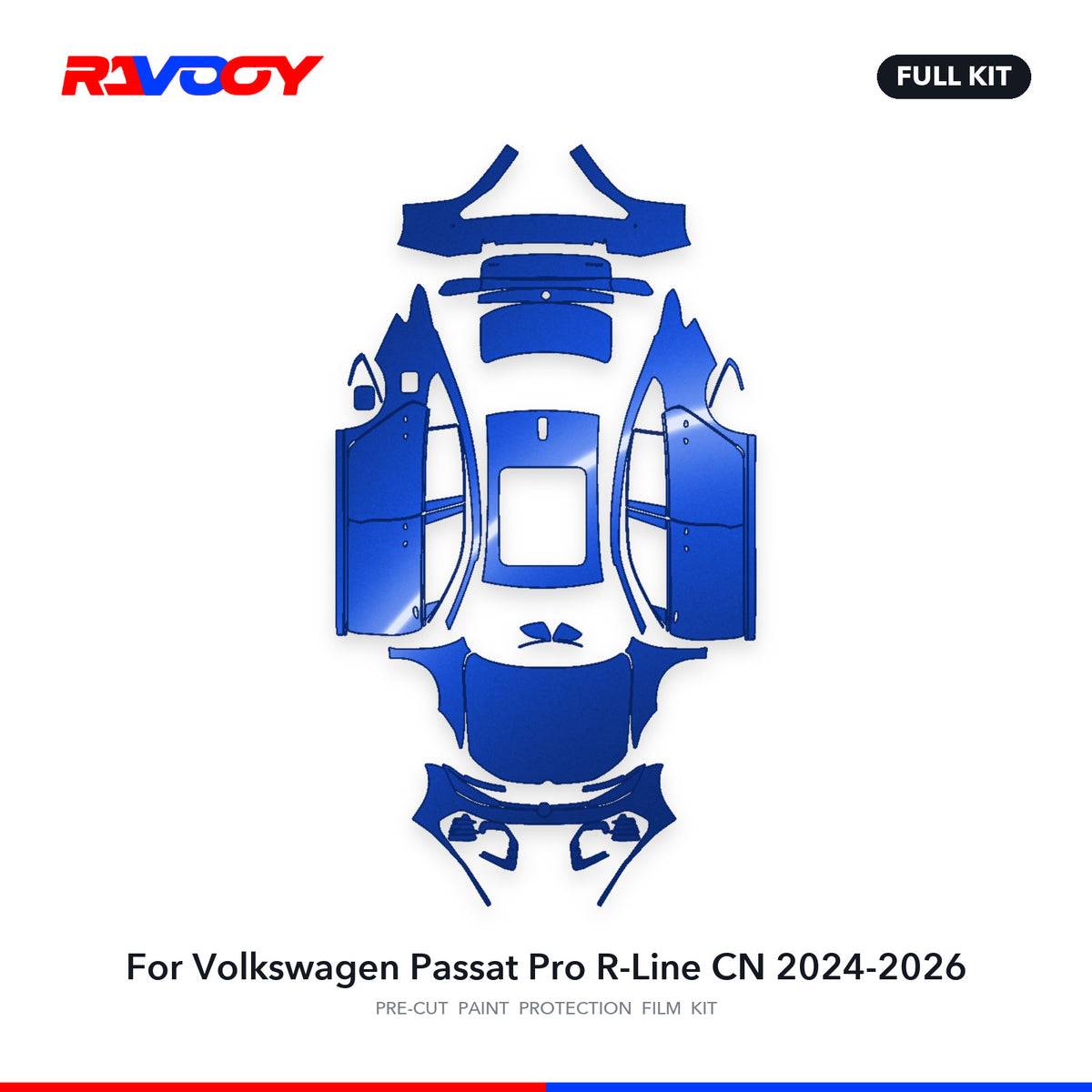 Full vehicle PPF pattern for 2024-2026 Volkswagen Passat Pro R-Line CN