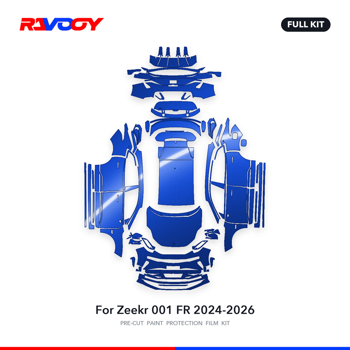 Full vehicle PPF pattern for 2024-2026 Zeekr 001 FR
