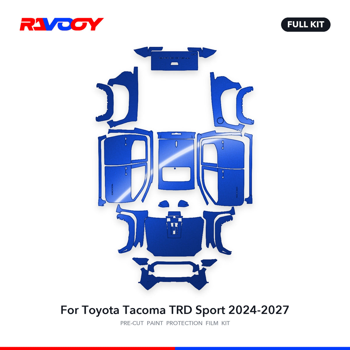 Full vehicle PPF pattern for 2024-2027 Toyota Tacoma TRD Sport