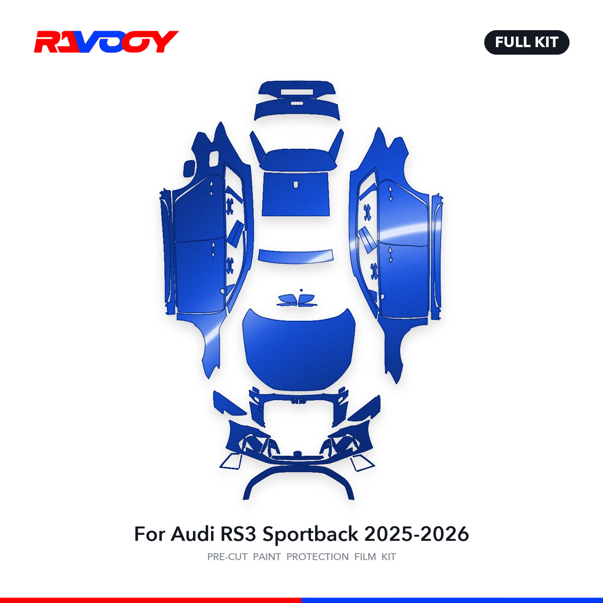 Full vehicle PPF pattern for 2025-2026 Audi RS3 Sportback