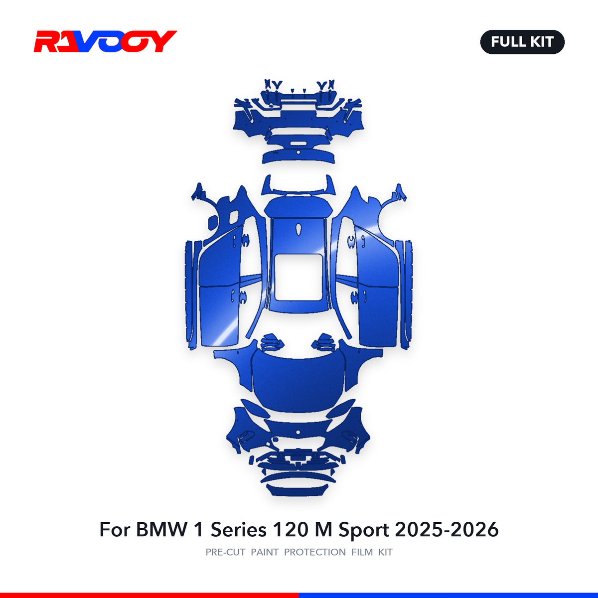 Full vehicle PPF pattern for 2025-2026 BMW 1 Series 120 M Sport