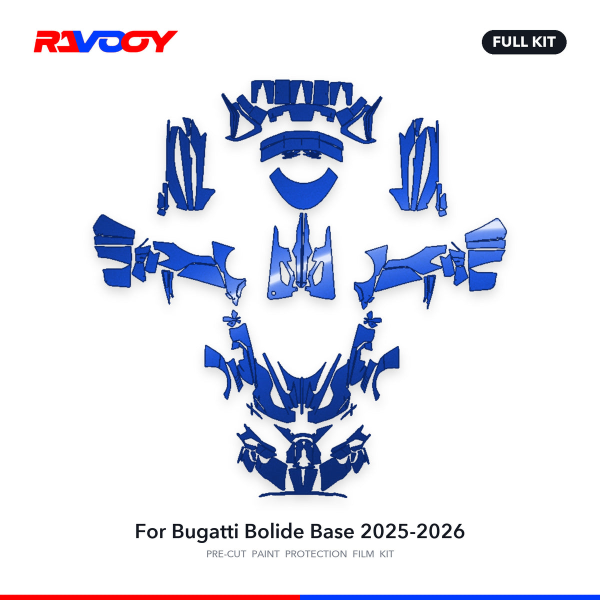 Full vehicle PPF pattern for 2025-2026 Bugatti Bolide Base
