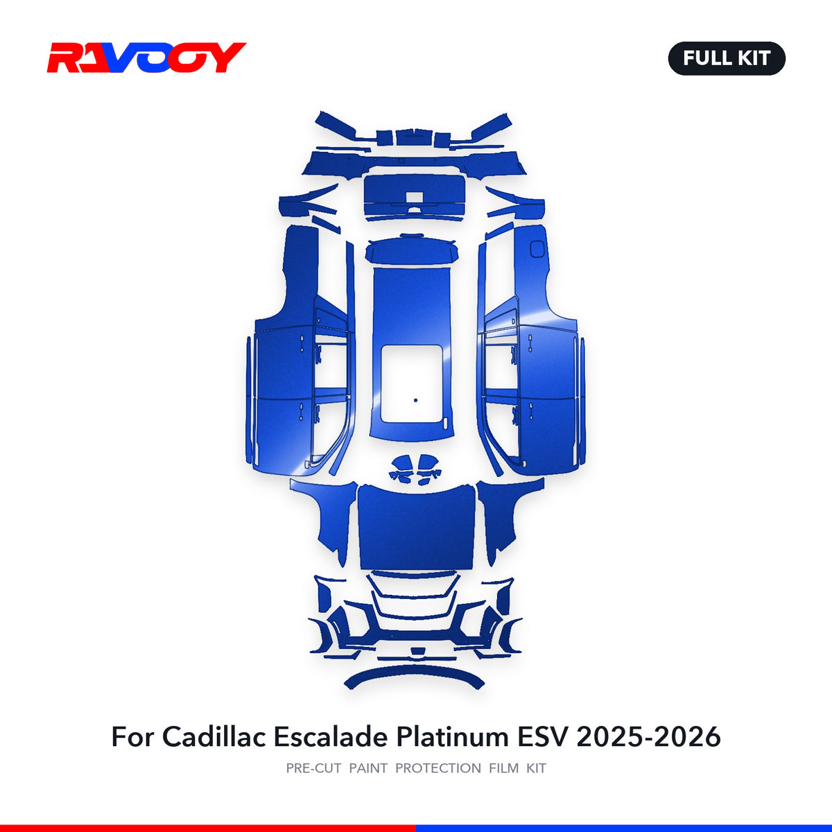 Full vehicle PPF pattern for 2025-2026 Cadillac Escalade Platinum ESV