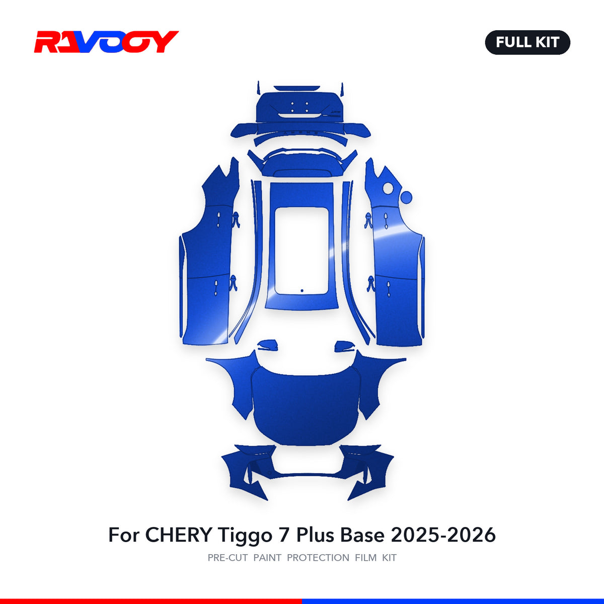 Full vehicle PPF pattern for 2025-2026 CHERY Tiggo 7 Plus Base