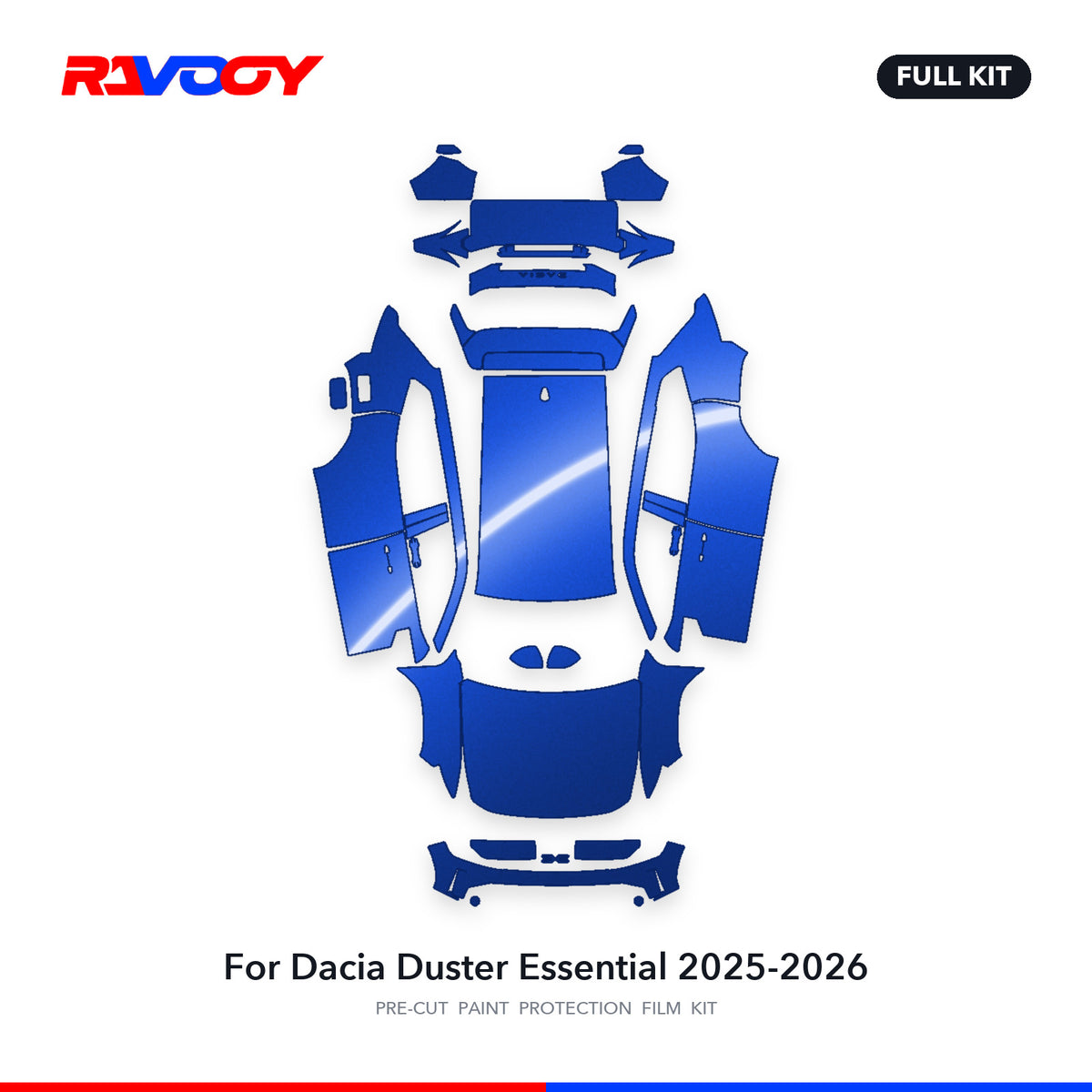 Full vehicle PPF pattern for 2025-2026 Dacia Duster Essential