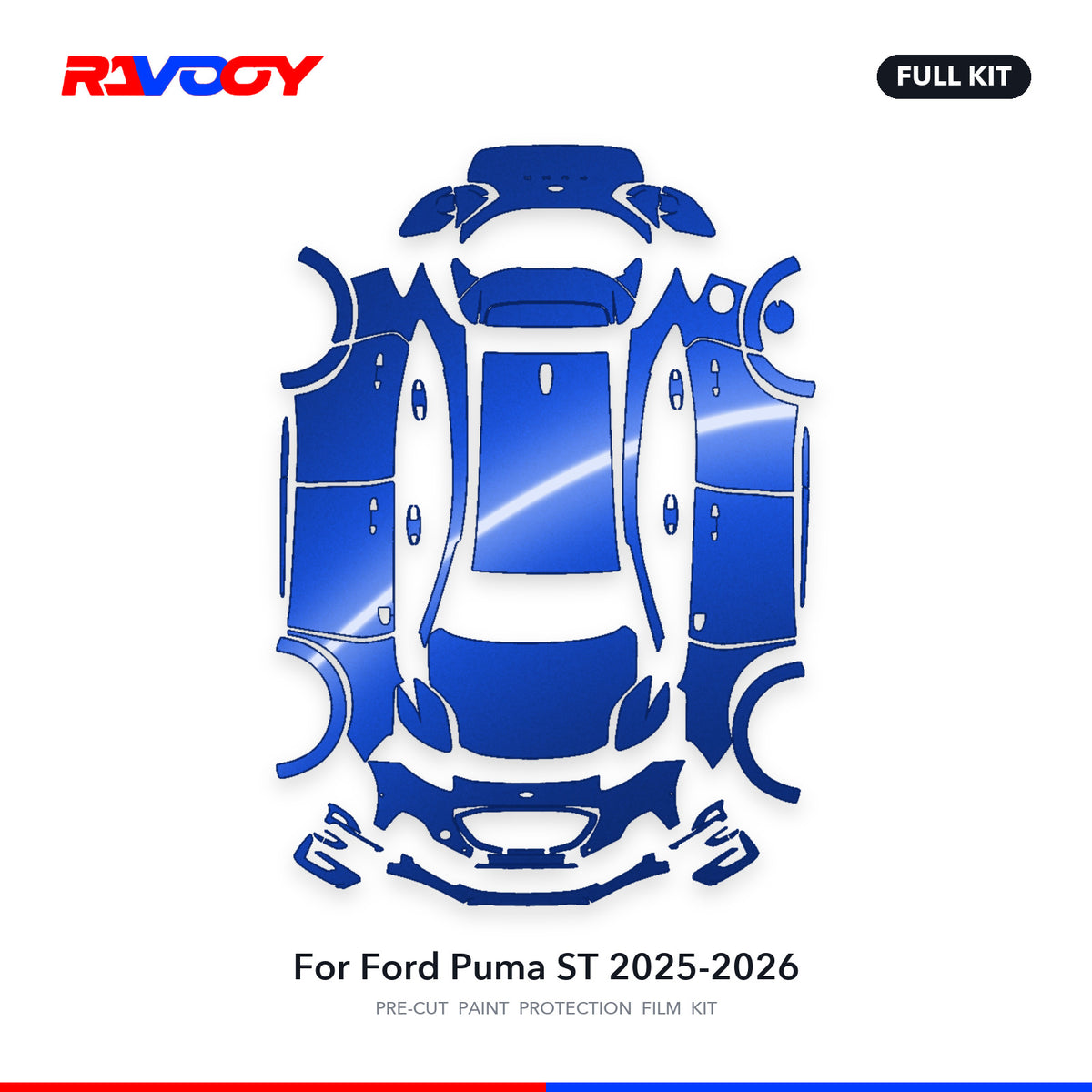Full vehicle PPF pattern for 2025-2026 Ford Puma ST