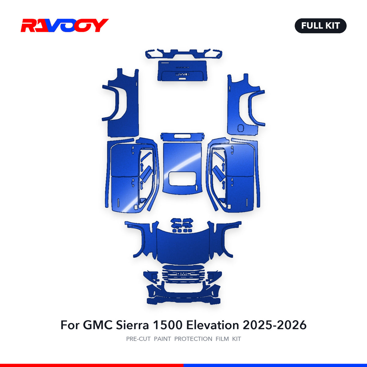 Full vehicle PPF pattern for 2025-2026 GMC Sierra 1500 Elevation