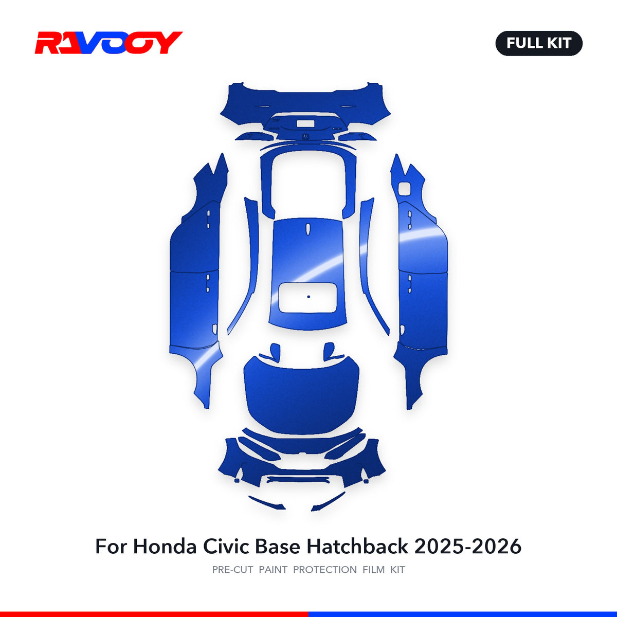 Full vehicle PPF pattern for 2025-2026 Honda Civic Base Hatchback