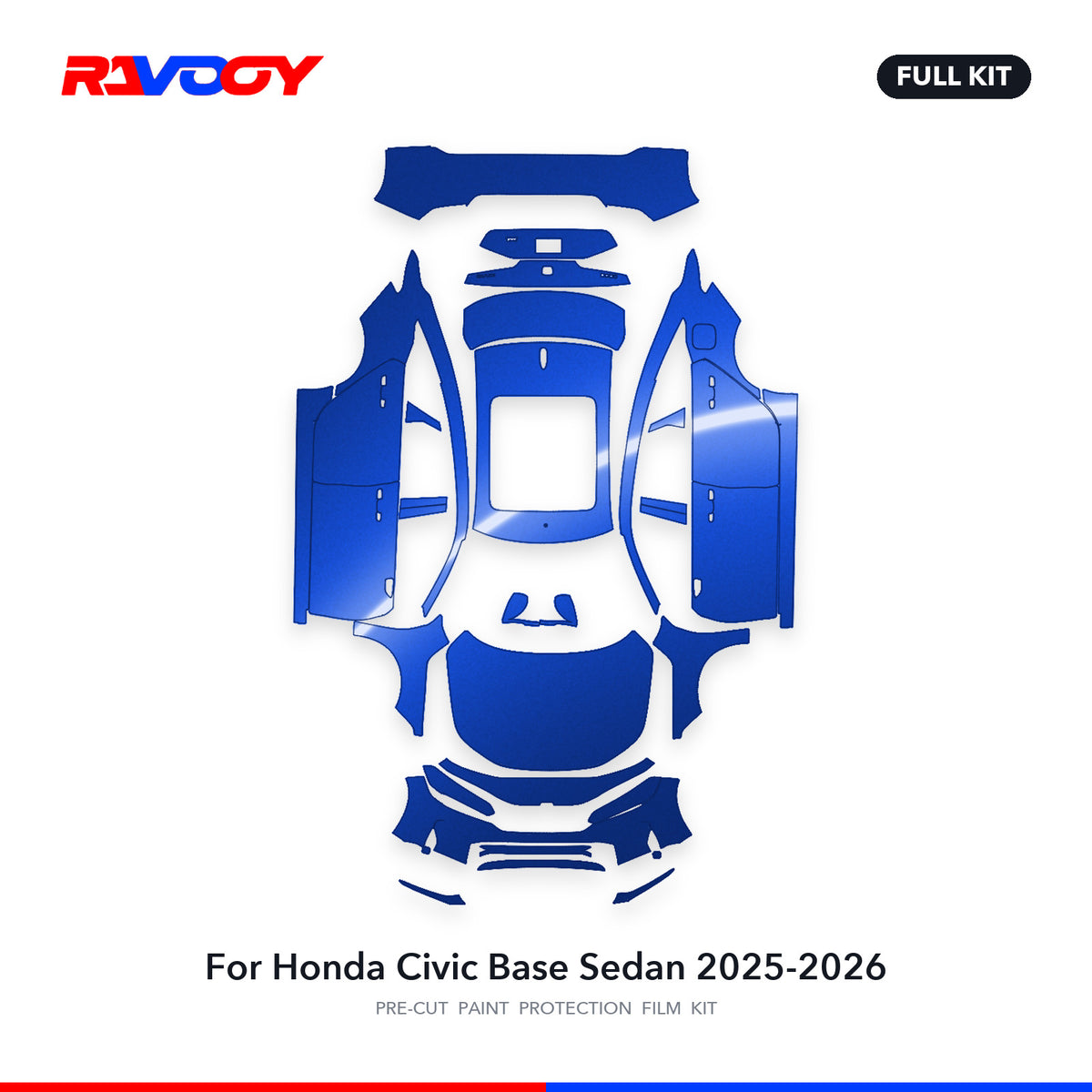 Full vehicle PPF pattern for 2025-2026 Honda Civic Base Sedan