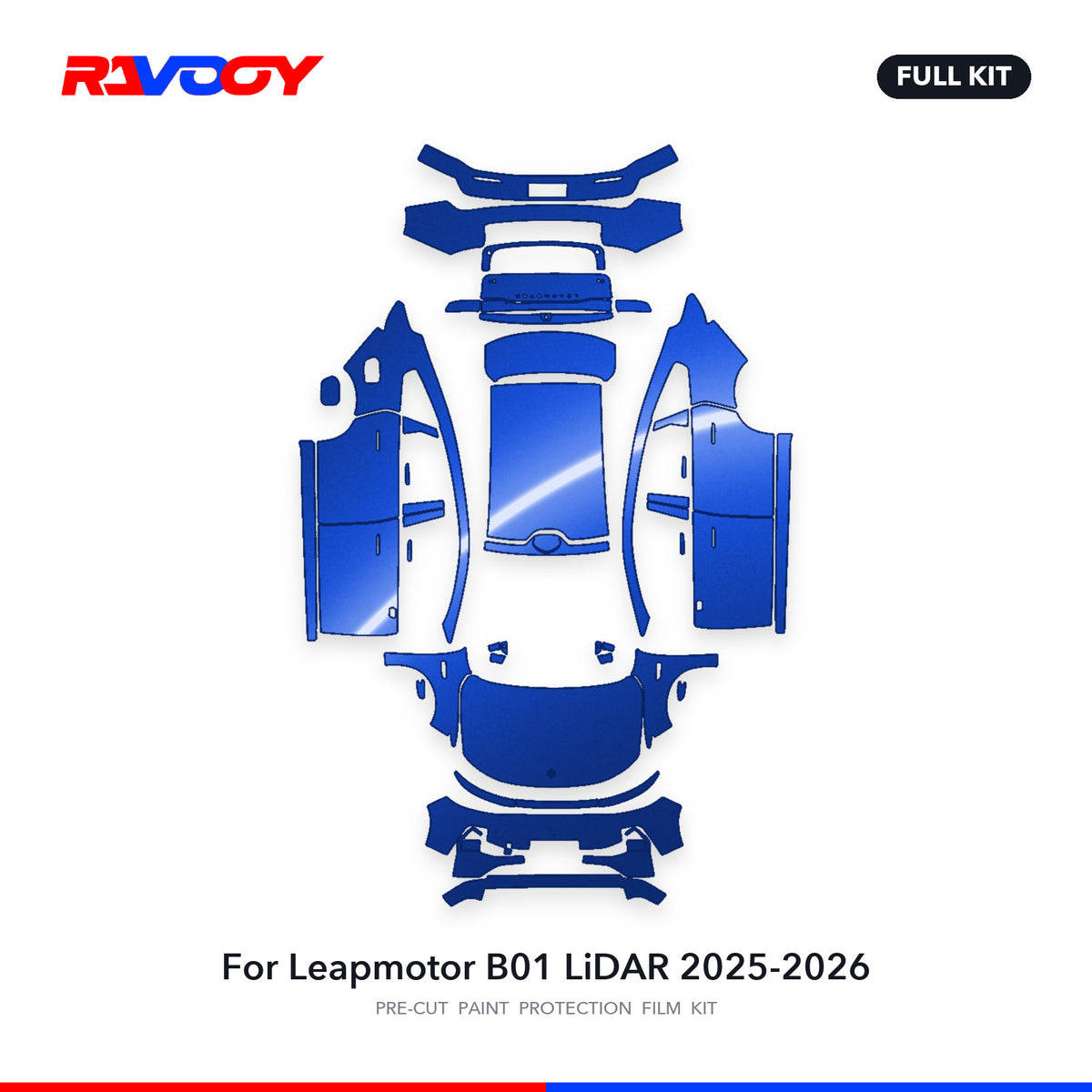 Full vehicle PPF pattern for 2025-2026 Leapmotor B01 LiDAR