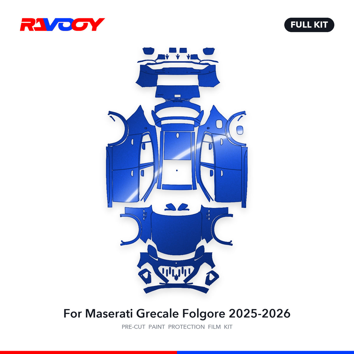 Full vehicle PPF pattern for 2025-2026 Maserati Grecale Folgore