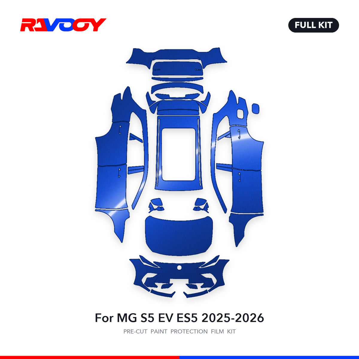 Full vehicle PPF pattern for 2025-2026 MG S5 EV ES5