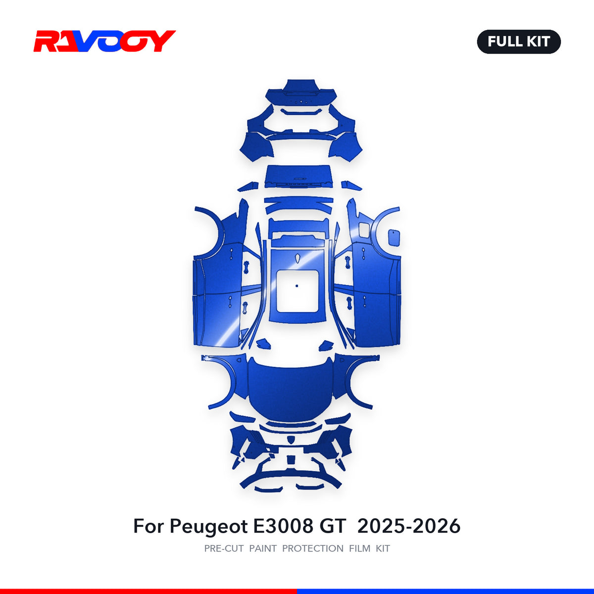 Full vehicle PPF pattern for 2025-2026 Peugeot E3008 GT