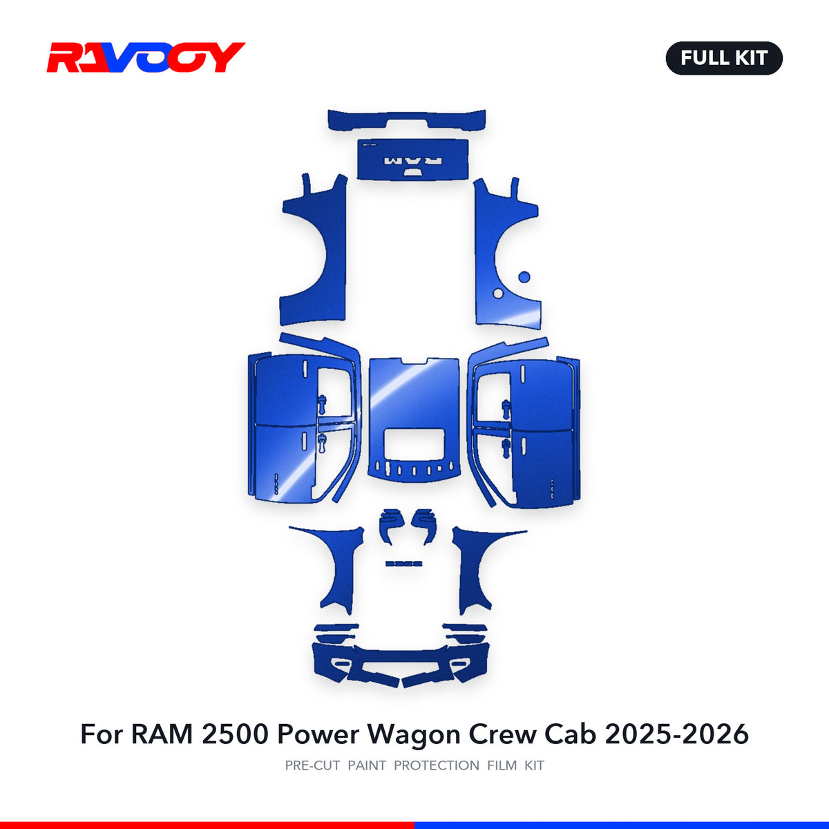 Full vehicle PPF pattern for 2025-2026 RAM 2500 Power Wagon Crew Cab