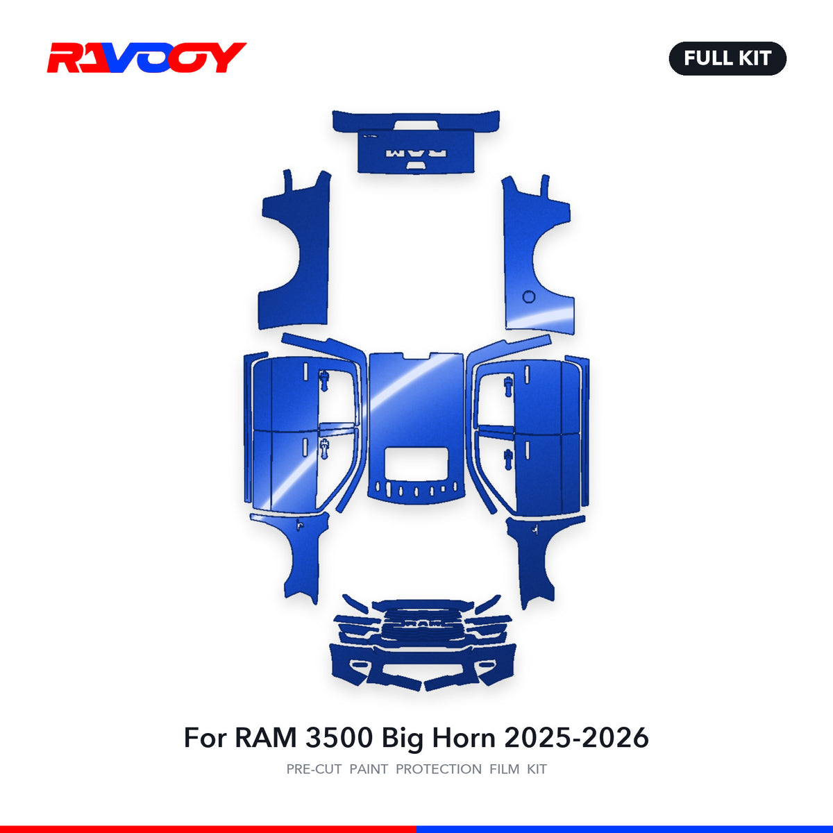 Full vehicle PPF pattern for 2025-2026 RAM 3500 Big Horn