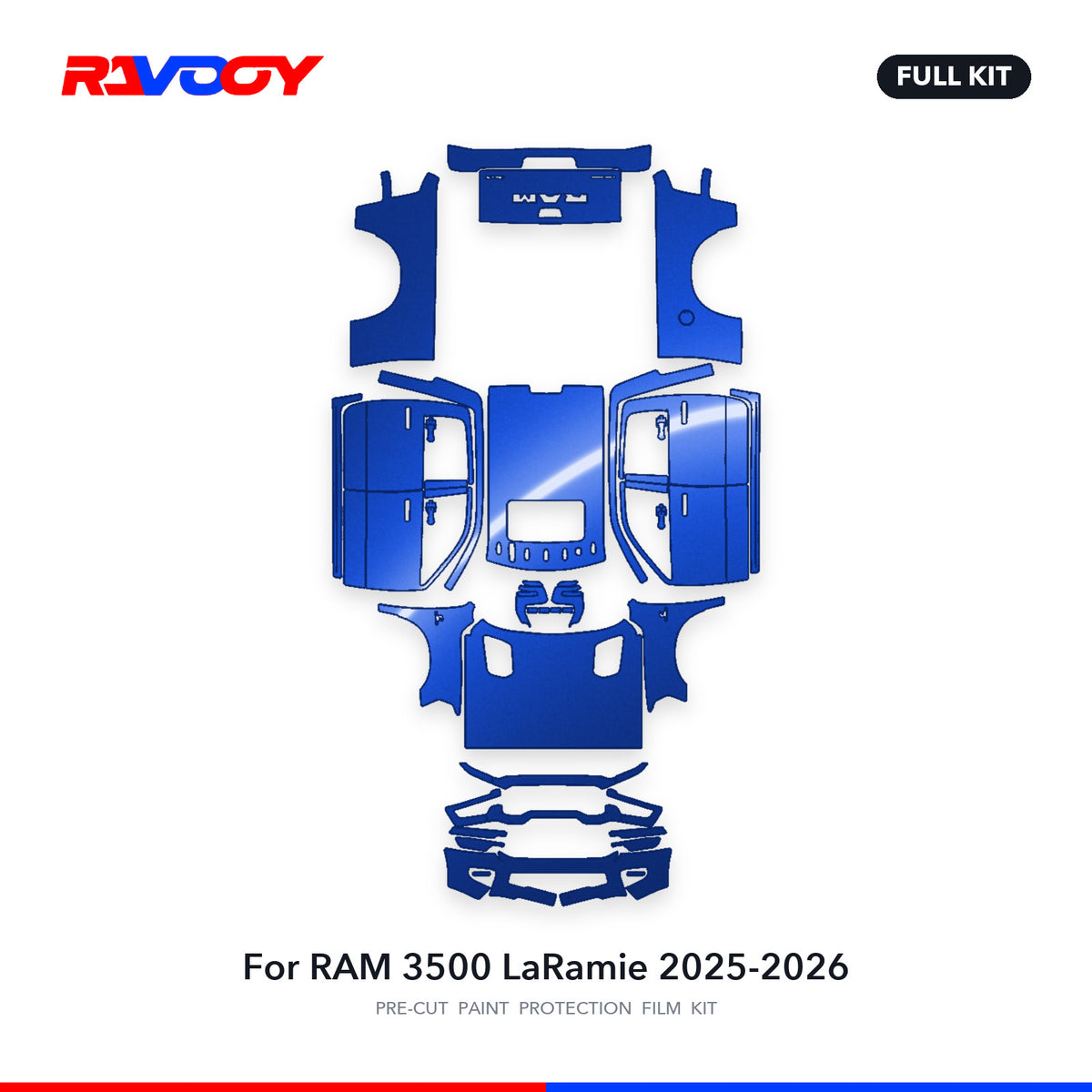 Full vehicle PPF pattern for 2025-2026 RAM 3500 LaRamie
