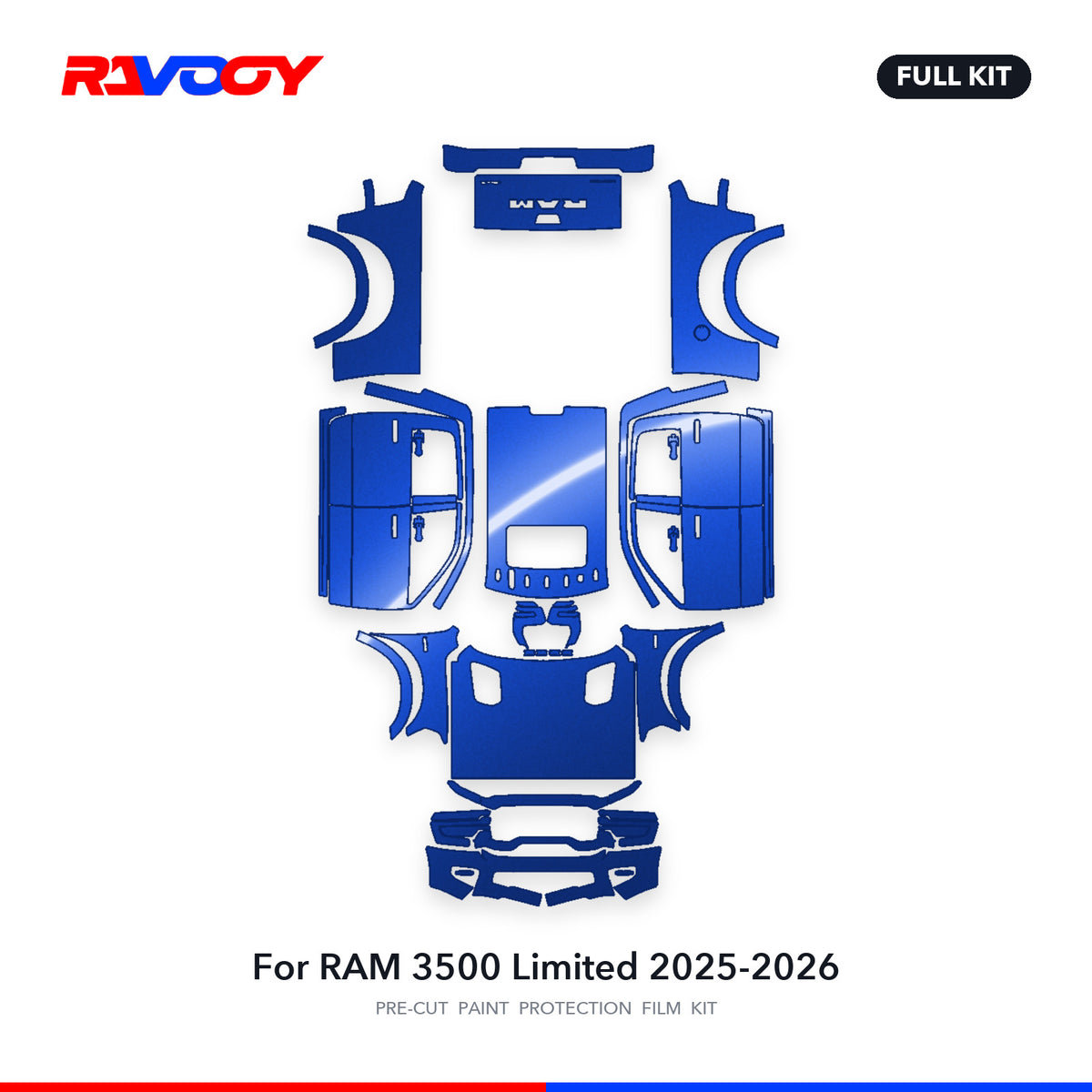 Full vehicle PPF pattern for 2025-2026 RAM 3500 Limited