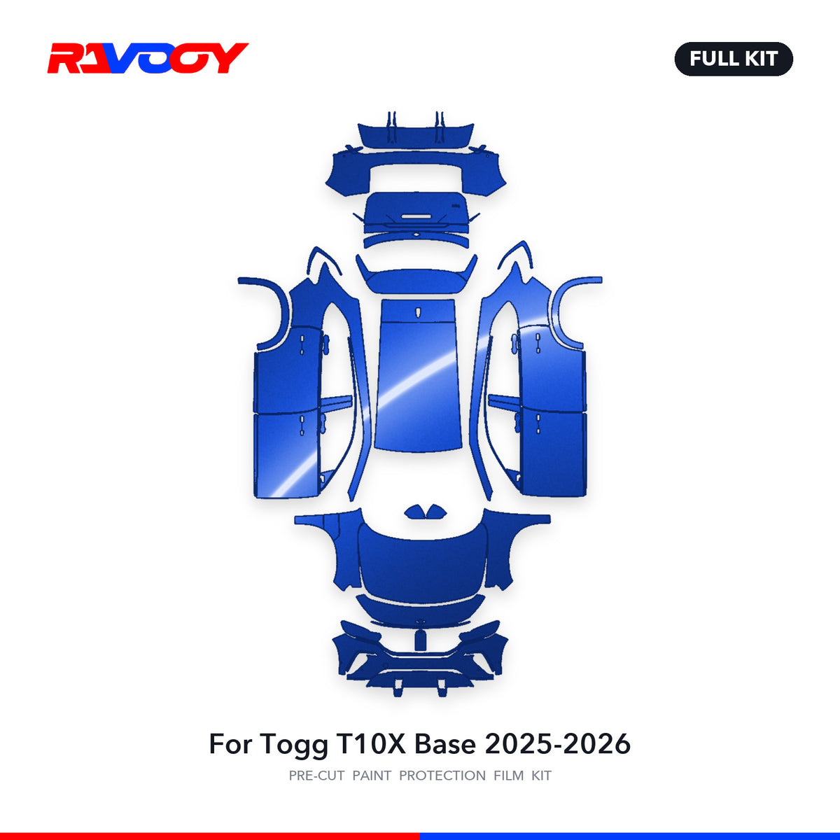 Full vehicle PPF pattern for 2025-2026 Togg T10X Base