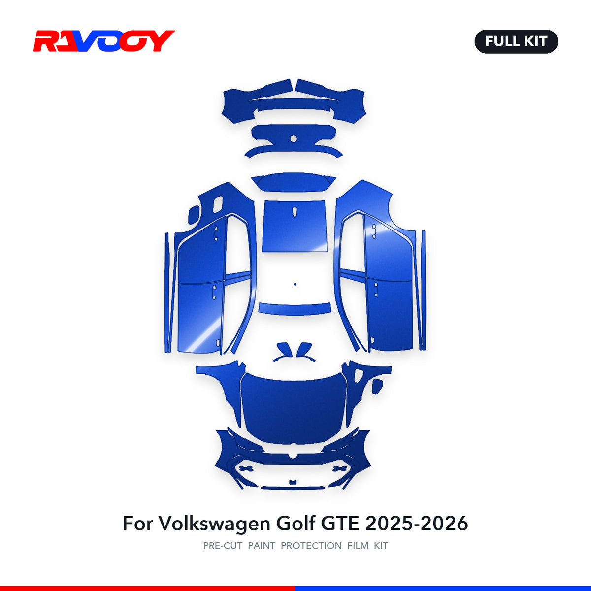 Full vehicle PPF pattern for 2025-2026 Volkswagen Golf GTE
